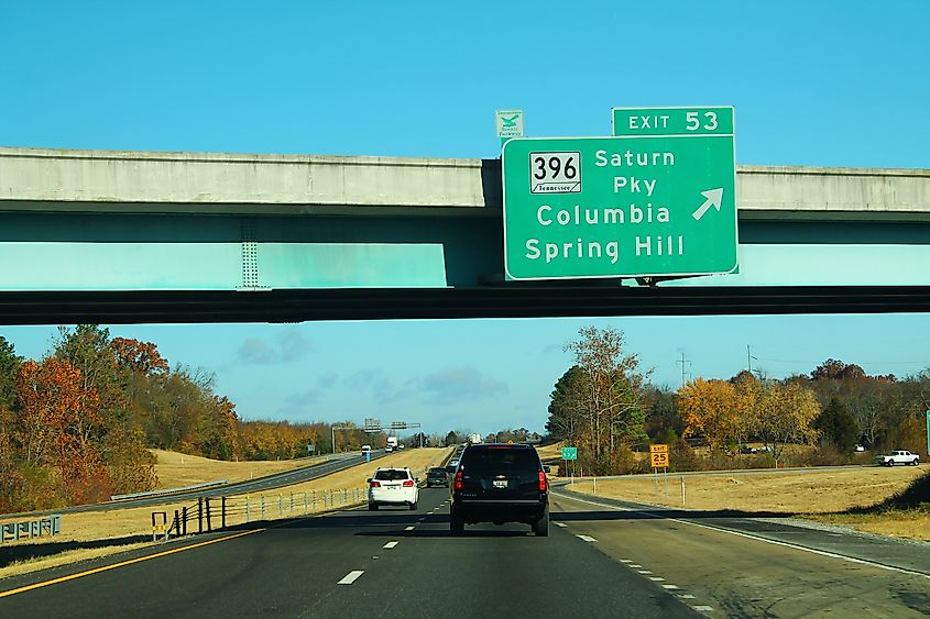 Saturn Parkway leading to Spring Hill, Tennessee