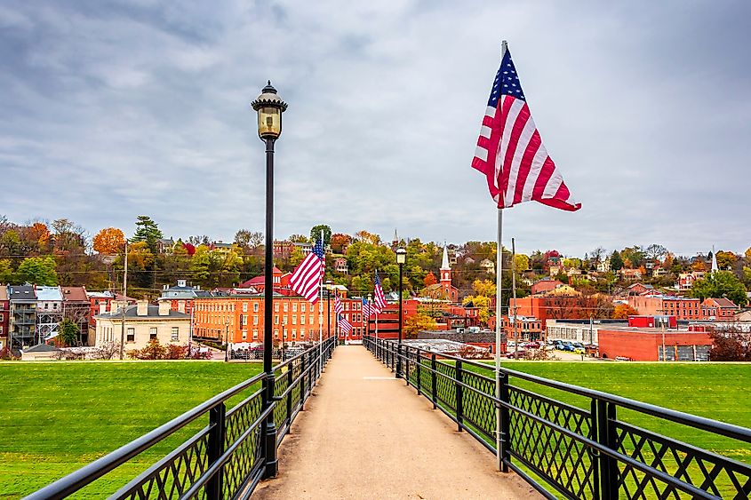 The historic town of Galena in fall.