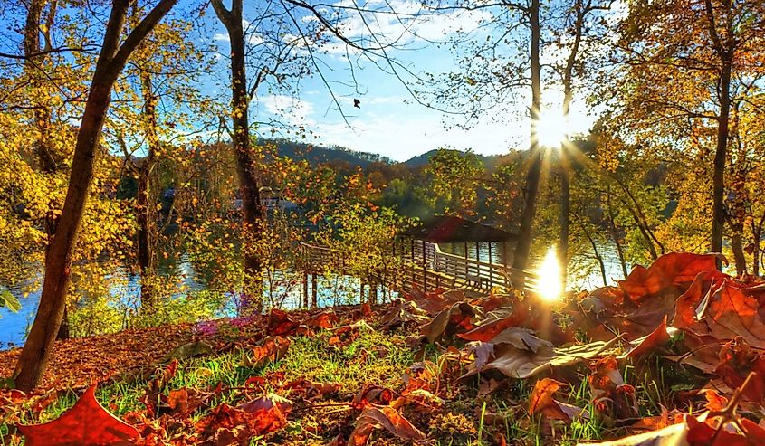 Daniel Boone Park in Charleston West Virginia during the fall season