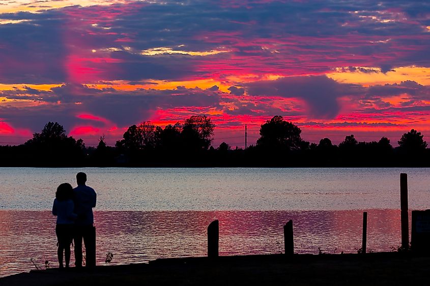 Sunset on Creve Coeur Lake in Missouri.