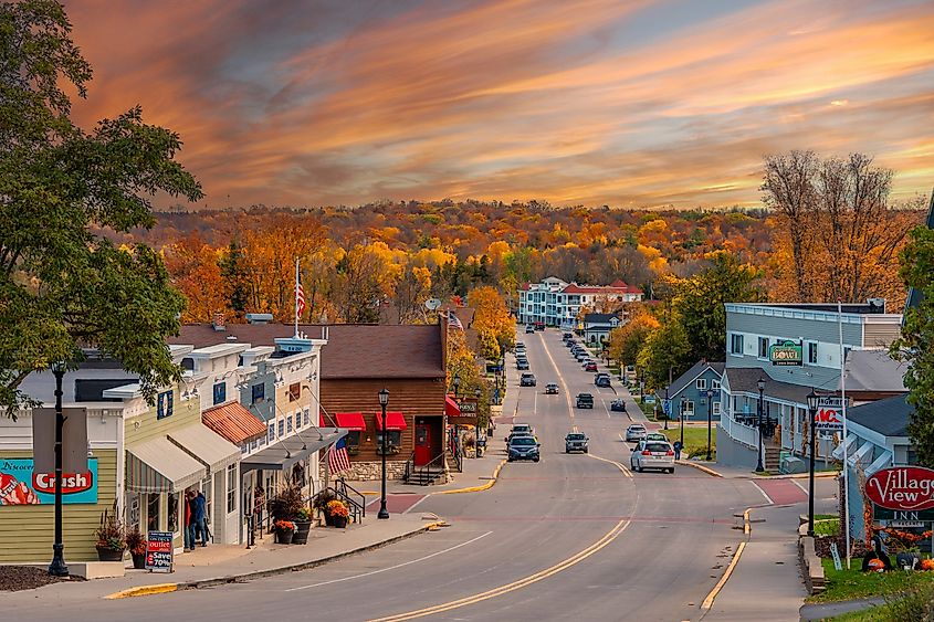 Beautiful fall foliage in Sister Bay, Wisconsin.