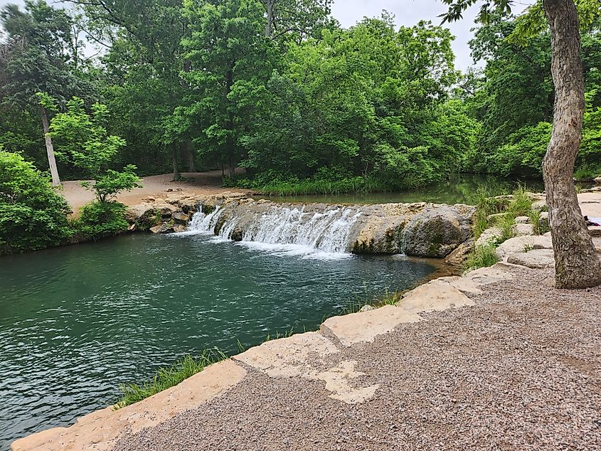Serene water fall in Sulphur, Oklahoma.