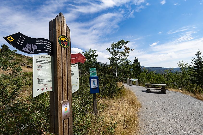 Trailheads just outside of the Frank Slide Interpretive Centre.