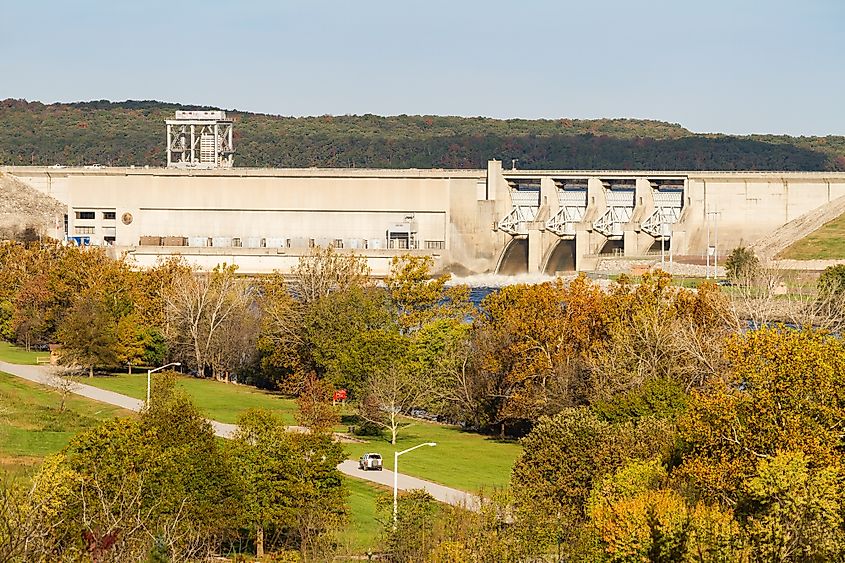 The Harry S. Truman Dam in Warsaw, Missouri, in early fall.