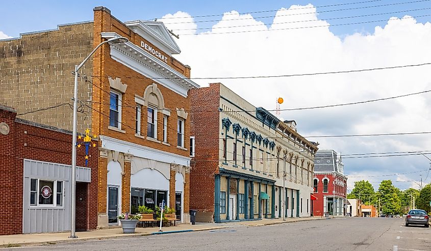 The business district on Main Street, Winamac, Indiana.