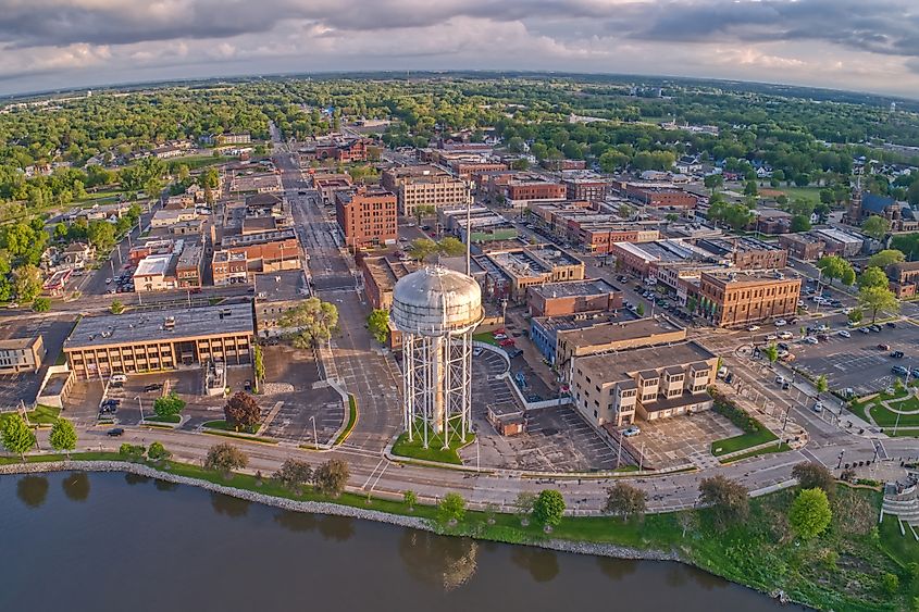 Aerial view of Albert Lea in Minnesota.