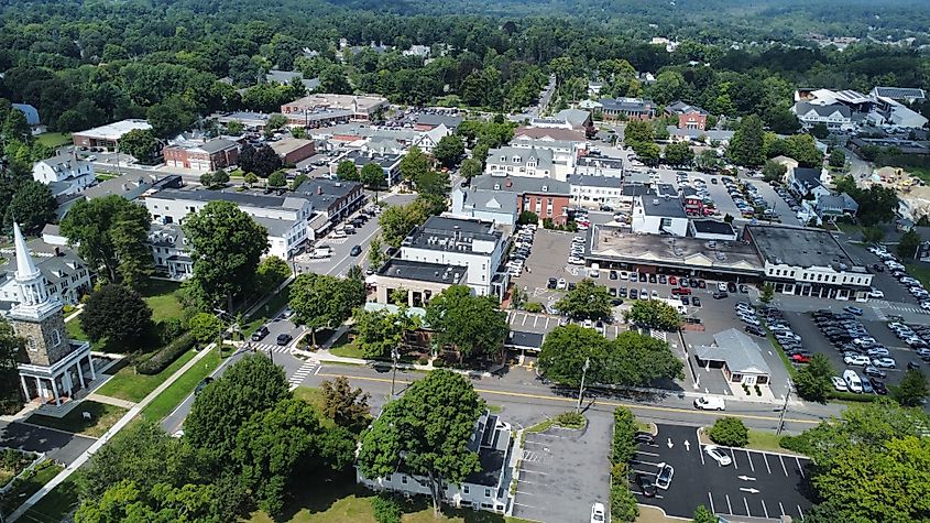 Aerial view of Ridgefield, Connecticut. 