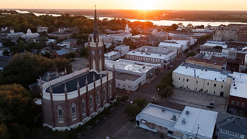 The riverside town of Natchez, Mississippi.