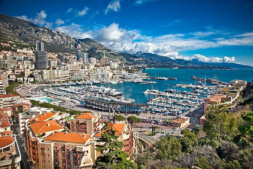 Panoramic view of Monte Carlo harbour in Monaco