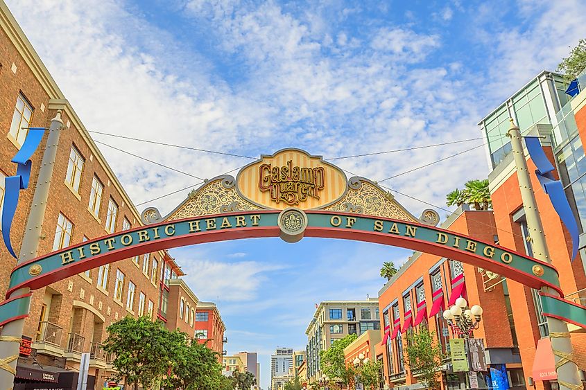 Entrance to the Gas Lamp Quarter in San Diego.