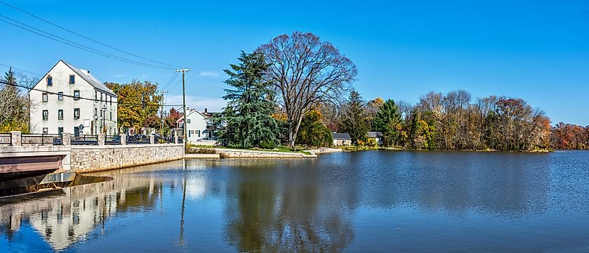 A view of the old Grist Mill and Conines Mill Pond in scenic Allentown, NJ.