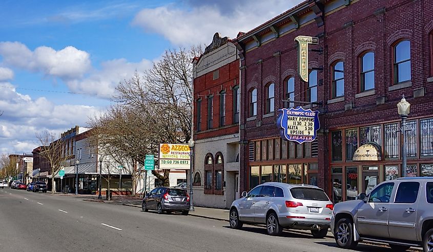 Downtown street in Centralia, Washington