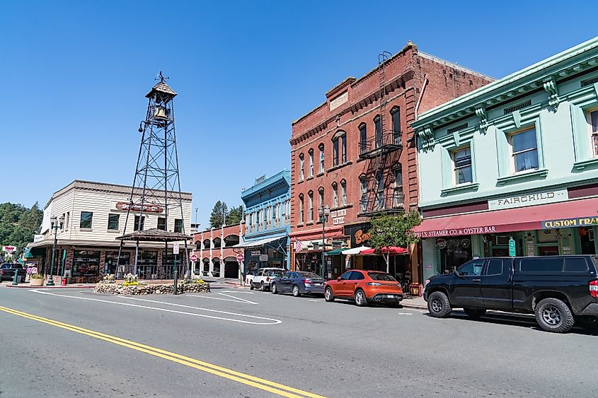 The historic town of Placerville, California, known for its origins during the 1849 California Gold Rush.