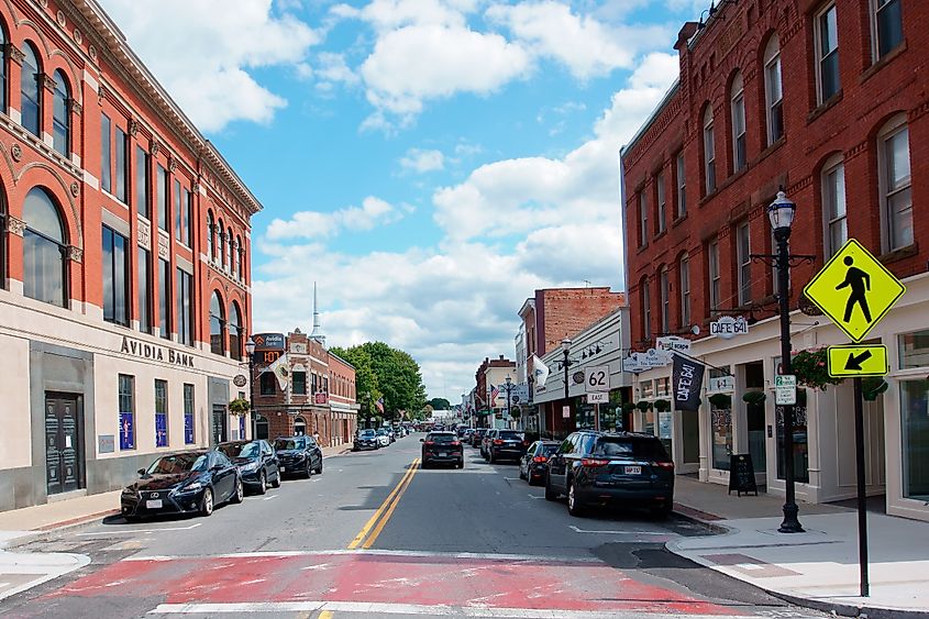 Main Street in historical Hudson, Massachusetts