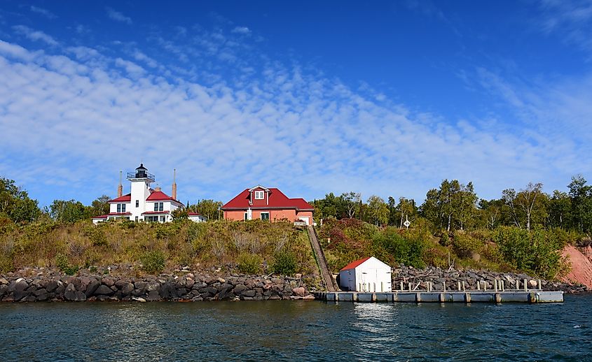 Buildings along the Apostle Islands National Lakeshore in Wisconsin.