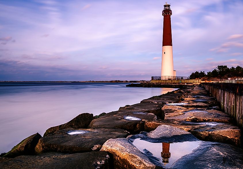 A serene evening sky at Barnegat Lighthouse State Park in New Jersey