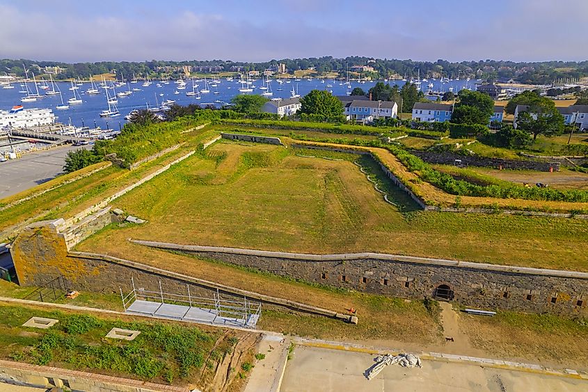 An aerial view of Fort Adams State Park, Newport, Rhode Island
