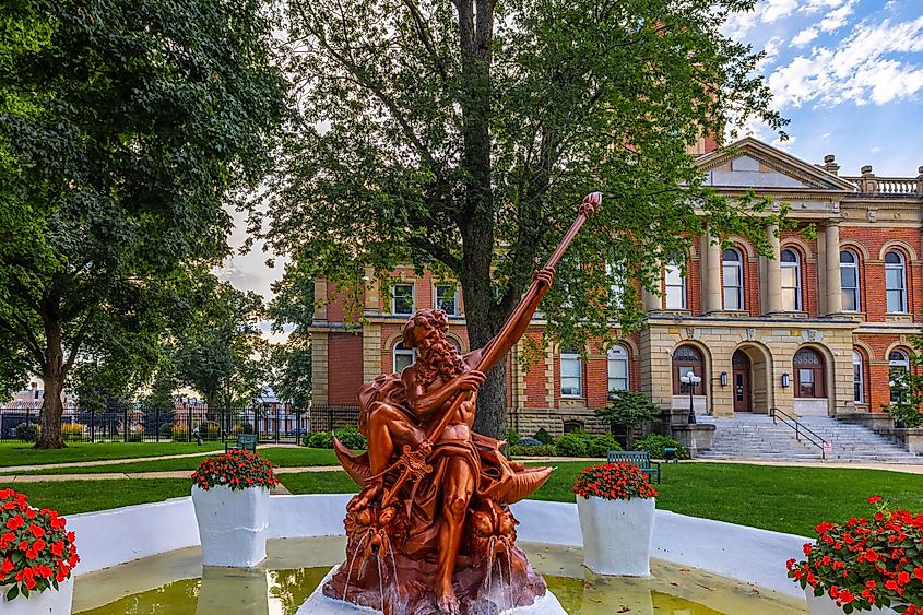 The Elkhart County Courthouse and it is Neptune Fountain, Goshen