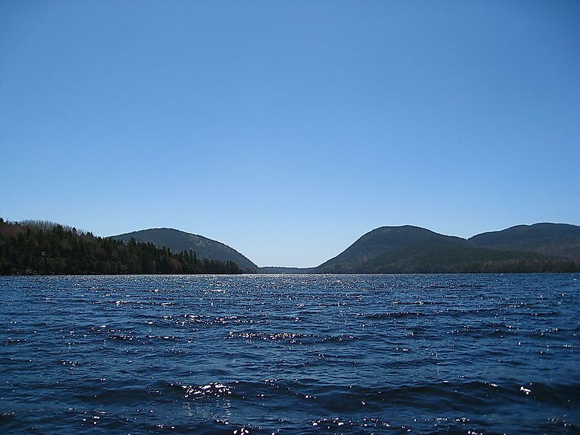 View of Long Pond near Belgrade Lakes, Maine.