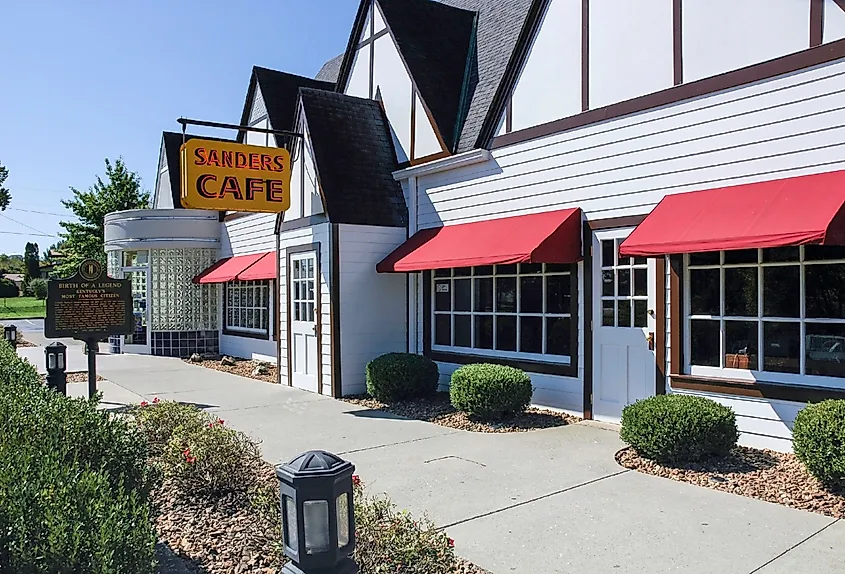 Exterior of the Sanders Cafe and Museum in North Corbin, Kentucky.