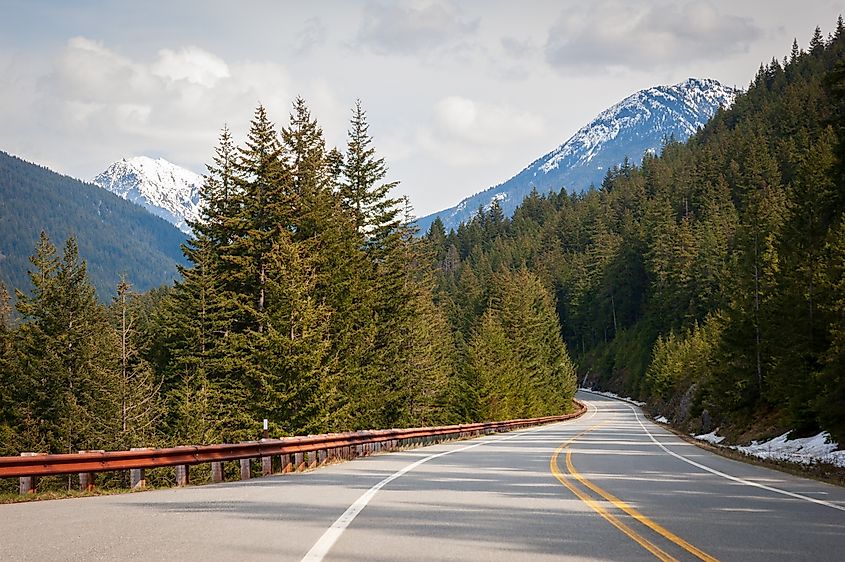 The North Cascades Highway passing through the North Cascades National Park in Washington.