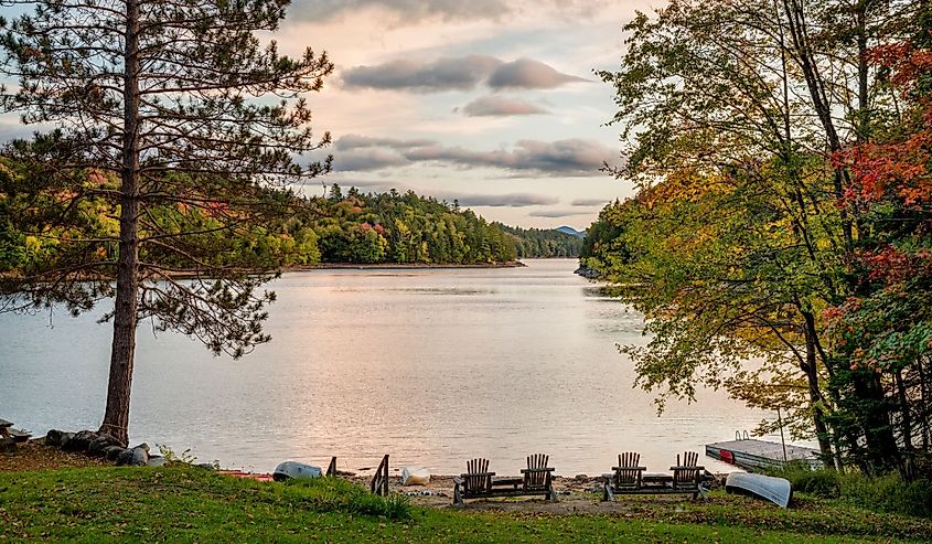 Private beach on Indian Lake, New York, Adirondacks.