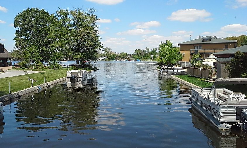 A channel leading to Winona Lake in Indiana.