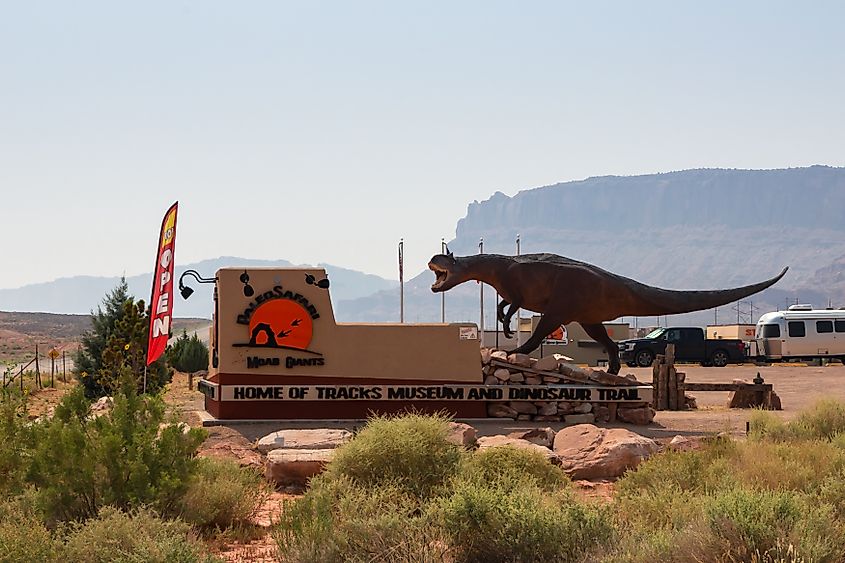 Moab Giants Dinosaur Park and Museum Sign, Utah, USA