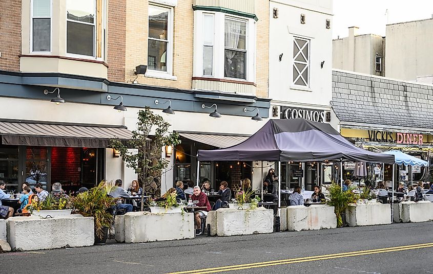 Dining along East Broad Street in Westfield, New Jersey.