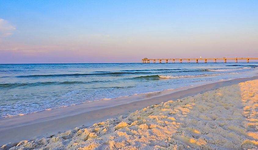 Okaloosa Island Pier, Florida at golden hour