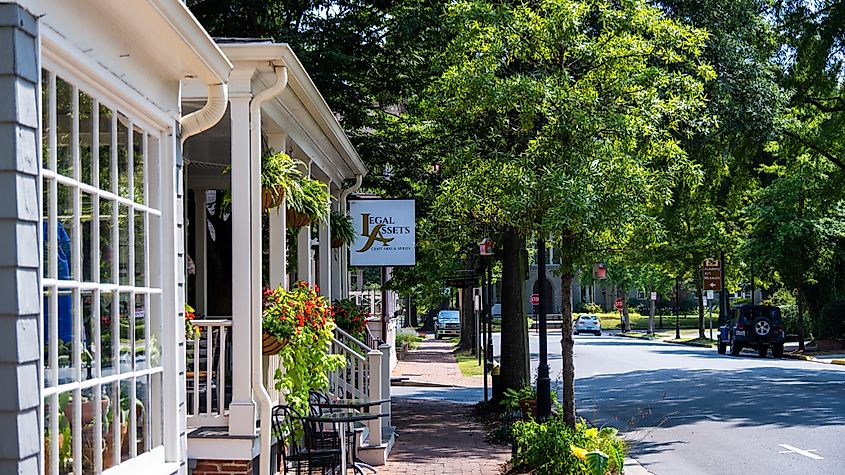 A quaint street in Easton, Maryland.