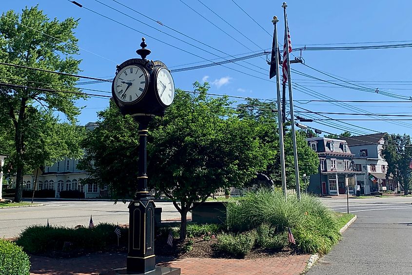 Street clock in downtown Chester Borough, New Jersey