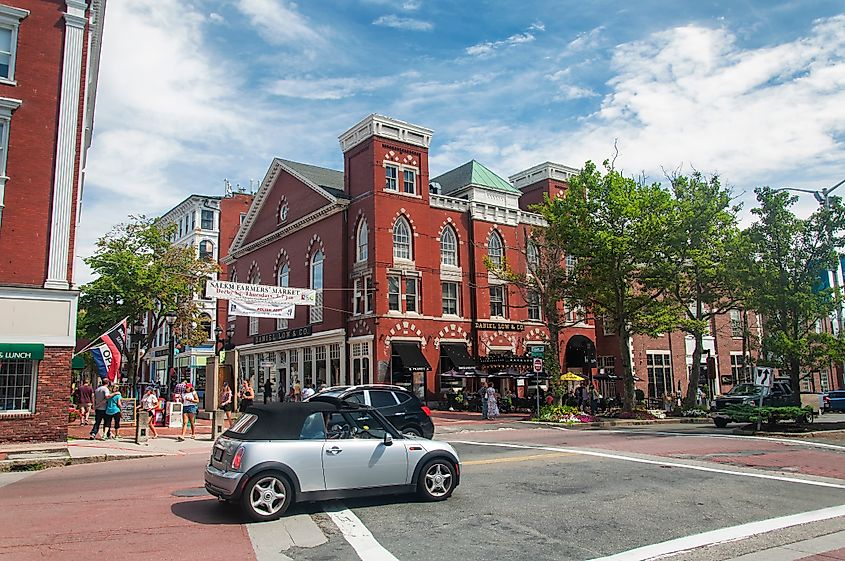 View of the historic downtown area in the town of Salem, Massachusetts