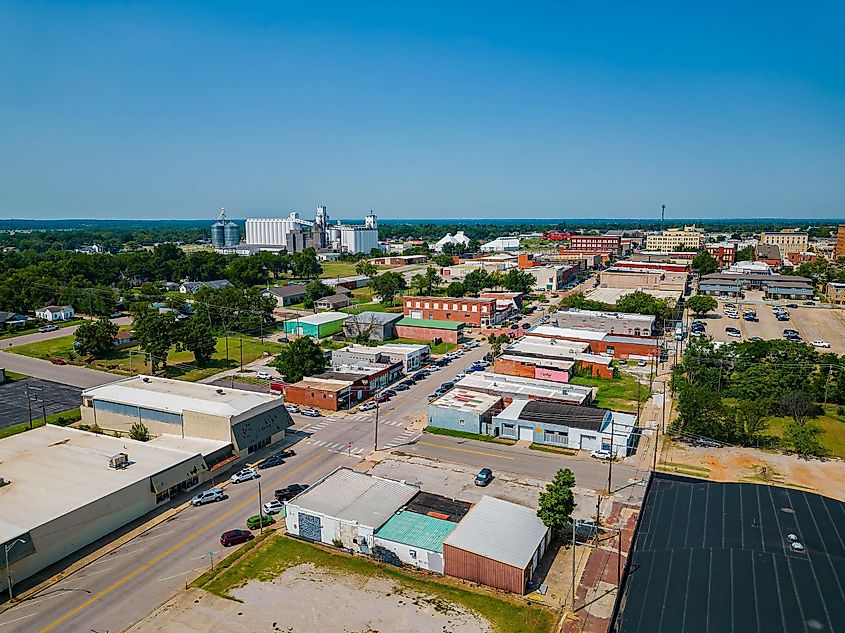 Aerial view of Shawnee cityscape at Oklahoma