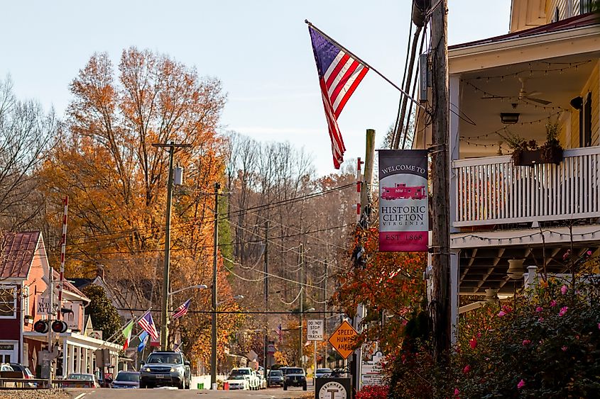 Historic Clifton, established in 1862, is a small picturesque town in Fairfax county. Editorial credit: grandbrothers / Shutterstock.com