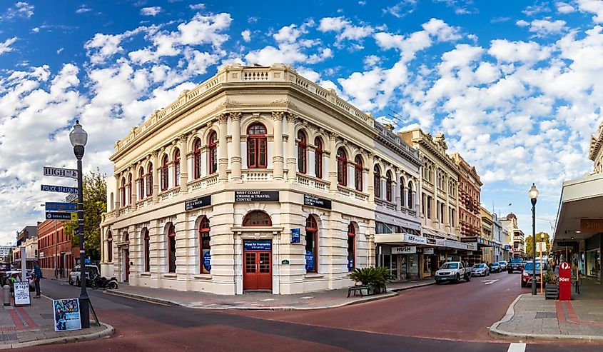 Old buildings at Hight St and Pakenham St in Fremantle, Western Australia.