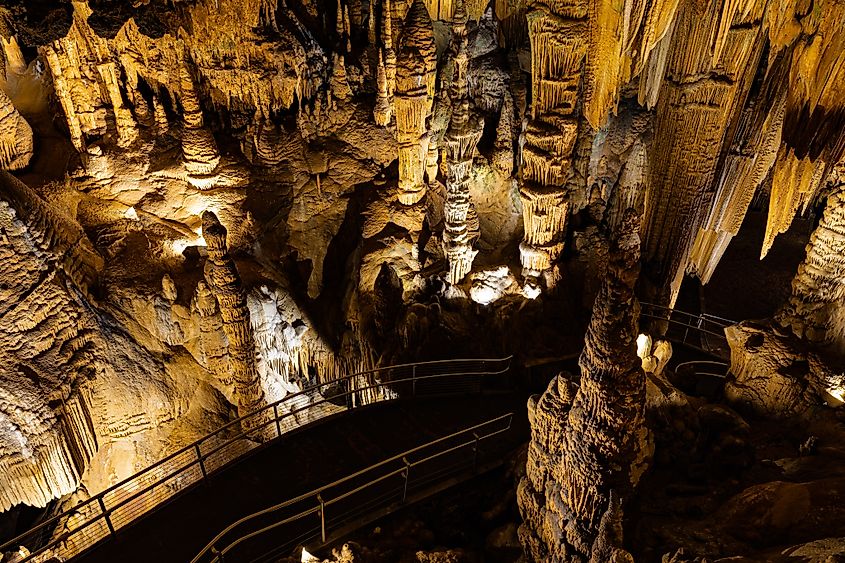 Rock formations in the Luray Caverns in Luray, Virginia.