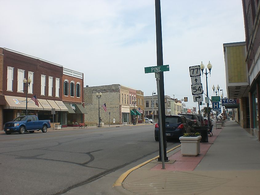 View of Main Street from Pine Street in El Dorado, Kansas