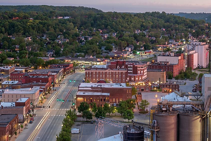 Aerial view of Red Wing, Minnesota.