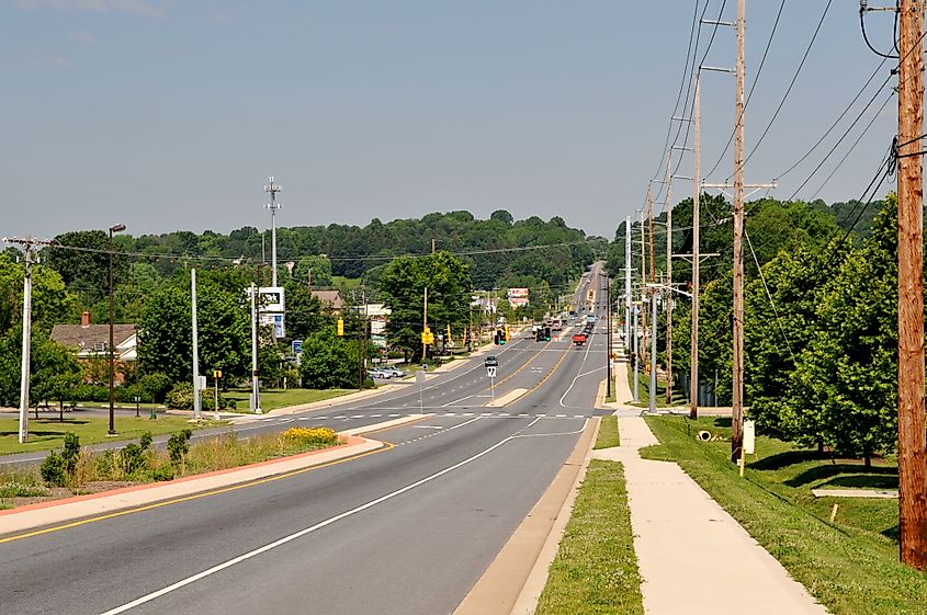 Street scene in Hockessin, Delaware.