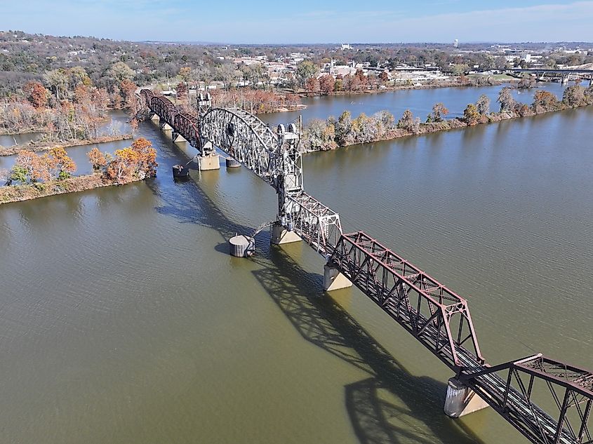 Arkansas and Missouri Railroad bridge crossing the Arkansas River between Fort Smith and Van Buren.