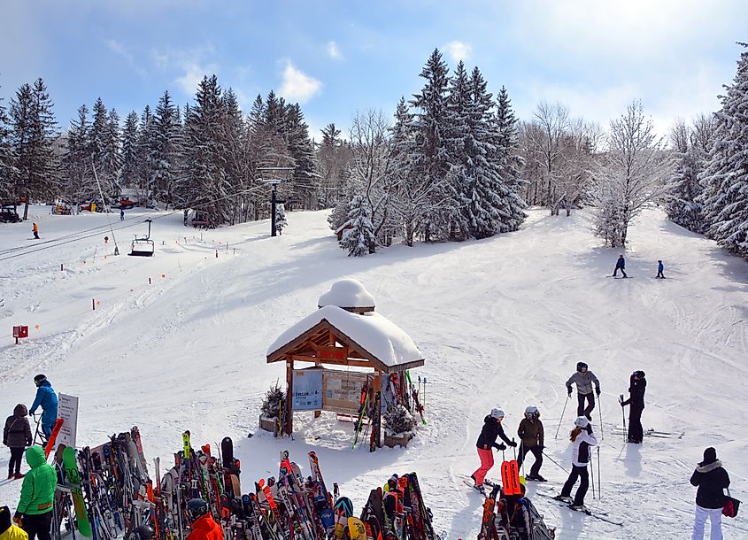 Mont Sutton is a ski area in the Eastern Townships located within the town of Sutton. Editorial credit: meunierd / Shutterstock.com