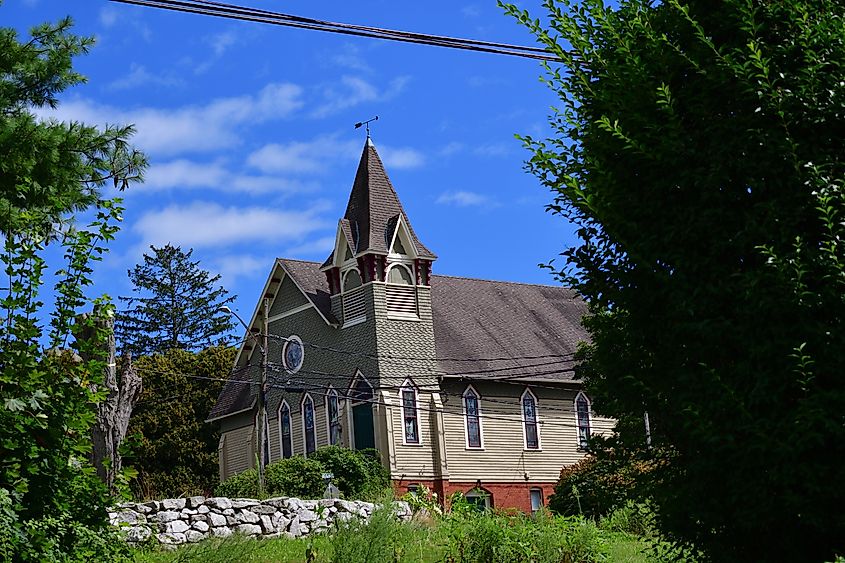 A historic church in Mystic, Connecticut.