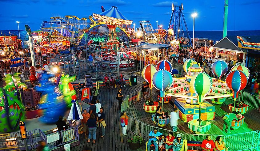 Casino Pier at Seaside Heights, New Jersey is buzzing with activity
