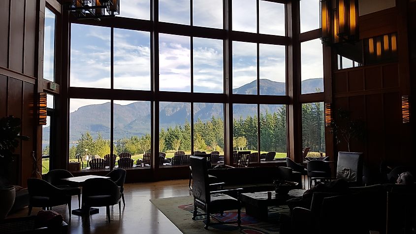 The view from Inside Skamania Lodge.