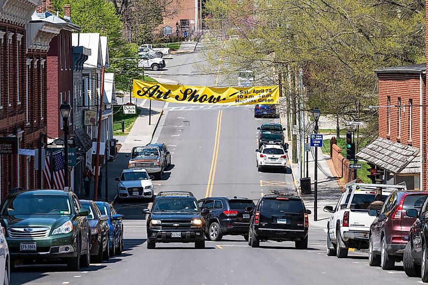 Sign announcing an art show in Lexington, Virginia