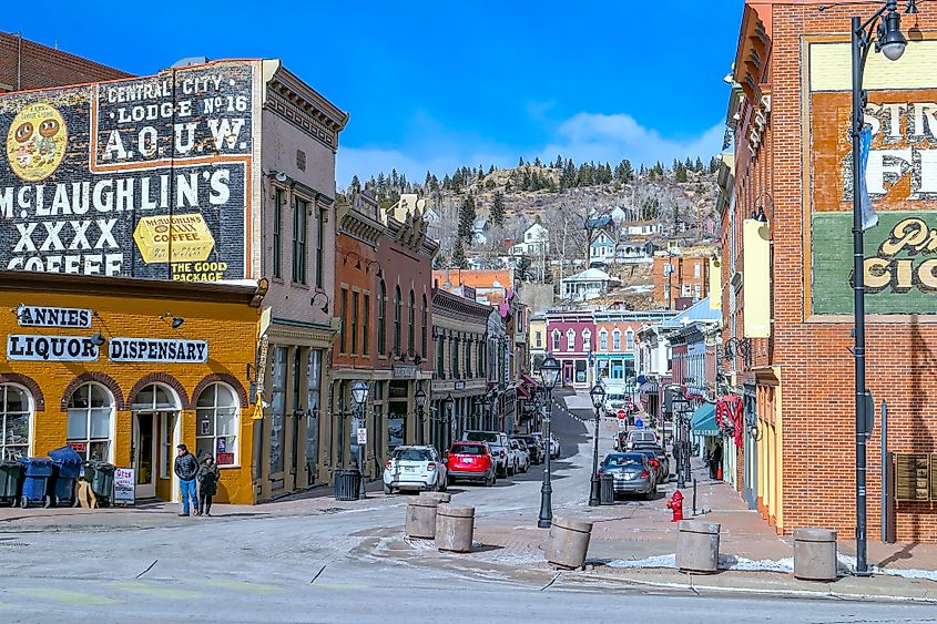 Small businesses in downtown Central City, Colorado.