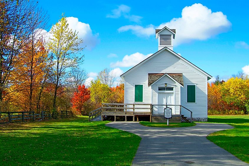 A historic schoolhouse in the town of Yale, Michigan.