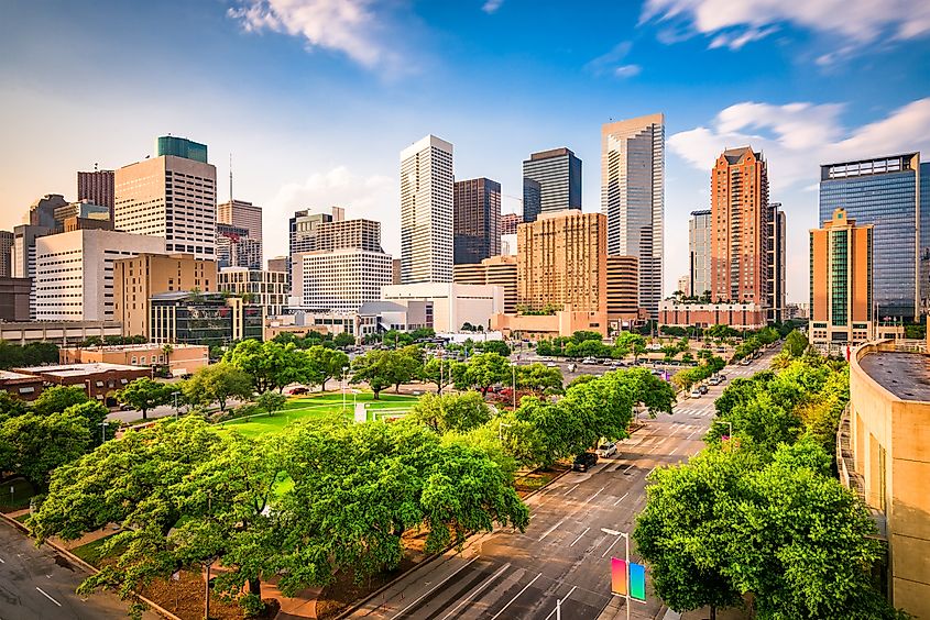 A Road through downtown Houston in Texas.