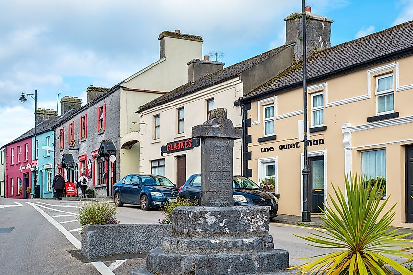 Medieval stone cross on Main Street in Cong, Ireland